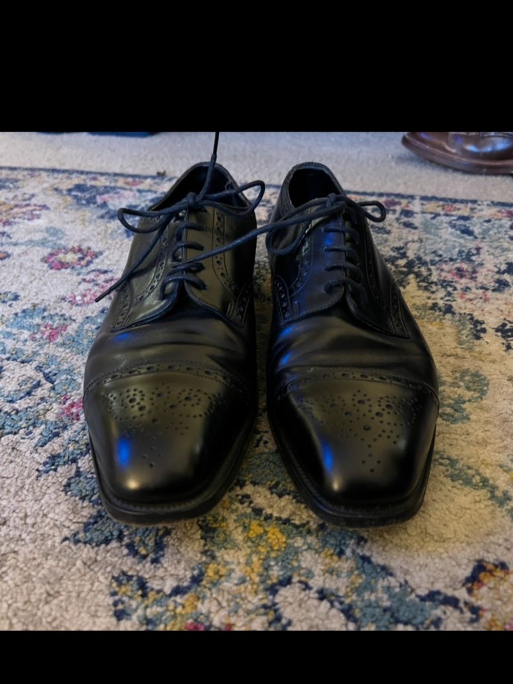 Foster & Son Men's Black Leather Brogue Oxford Dress Shoes size 8.5
